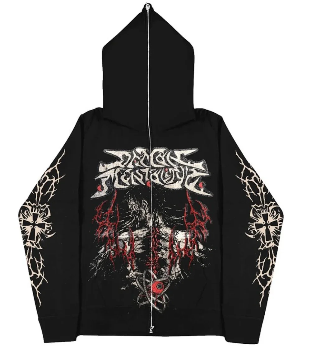 

Y2K Gothic Style Autumn Winter American Skull Print Hoodie 2023 American New Hot Selling Men's and Women's Loose Sweatshirt