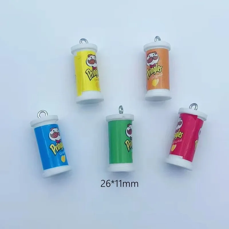 10pcs Simulation 3D Bucket Potato Chips Snack Resin Pendant DIY Jewelry Accessories Earrings Keychain Hair Accessories view 6
