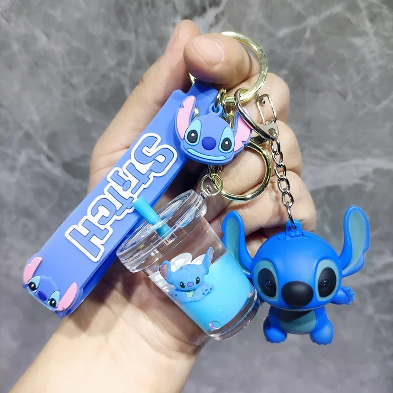 Disney Stitch Keychain Cute Student Dolls School Bag Pendant Cartoon Figure Lilo & Stitch Couple Charm Accessories New Year Gift