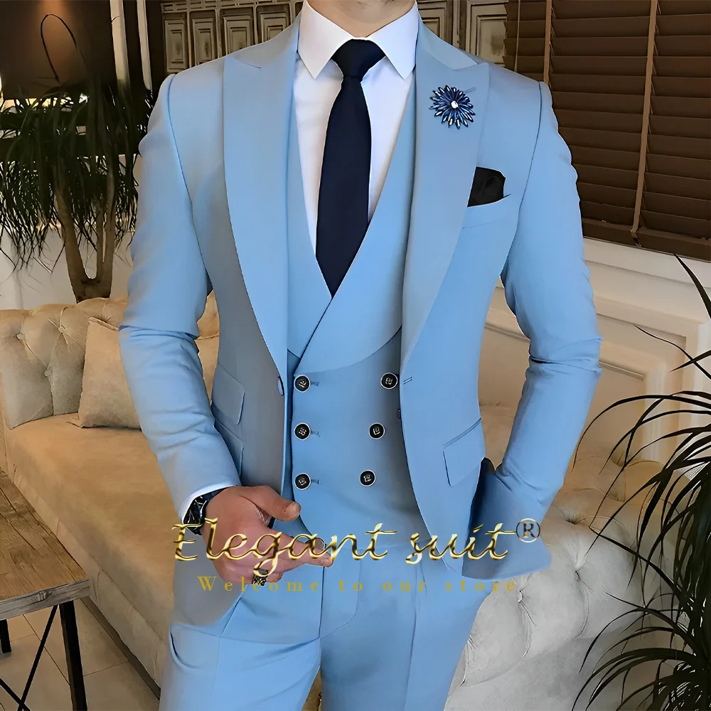 Men's 3-piece suit, custom wedding party formal occasion dress suit, (jacket + vest + trousers) stylish slim tuxedo