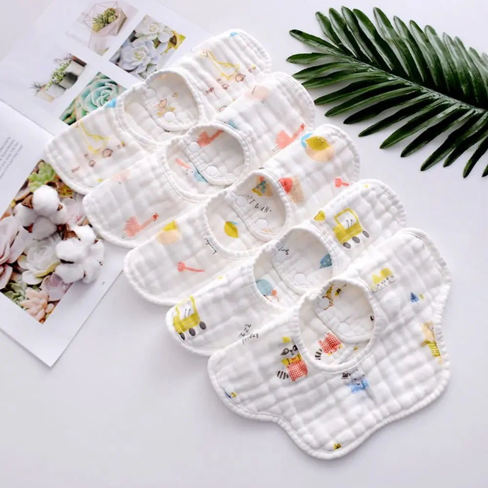 New Cute Baby Bibs Soft 360 Degree Flower Saliva Towel Absorbent 4 Layers Cotton Gauze Burp Cloths Toddler