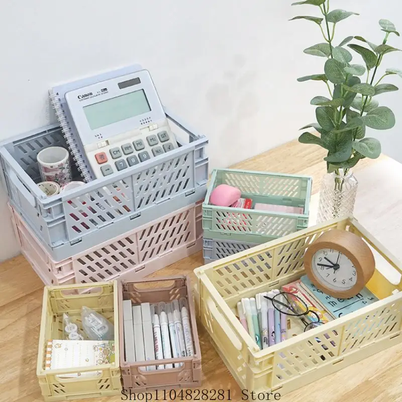 صندوق تخزين بلاستيكي قابل للطي، سلة قابلة للطي، صناديق ألعاب مجوهرات لطيفة للمكياج، منظم صندوق تخزين محمول