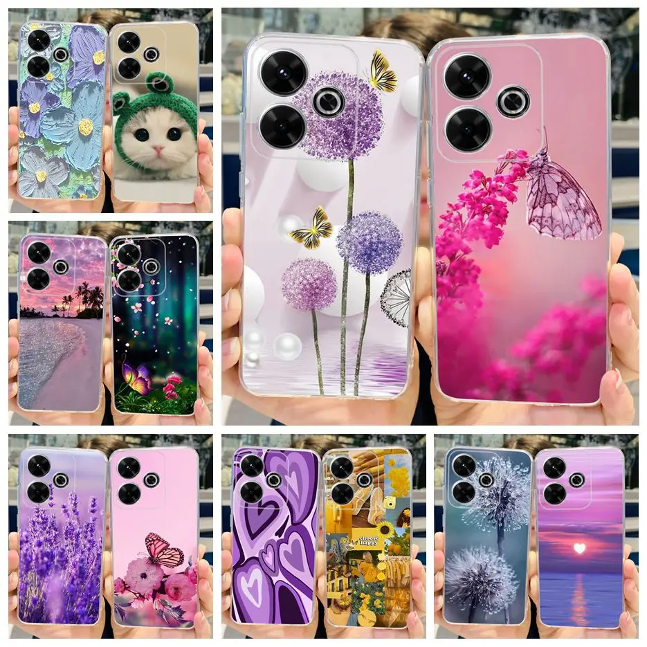 For Xiaomi Redmi 13 Case Colorful Flowers Painted Cover 6.79\'\' Clear Silicone Phone Case For Xiaomi Redmi 13 Redmi13 Soft Fundas