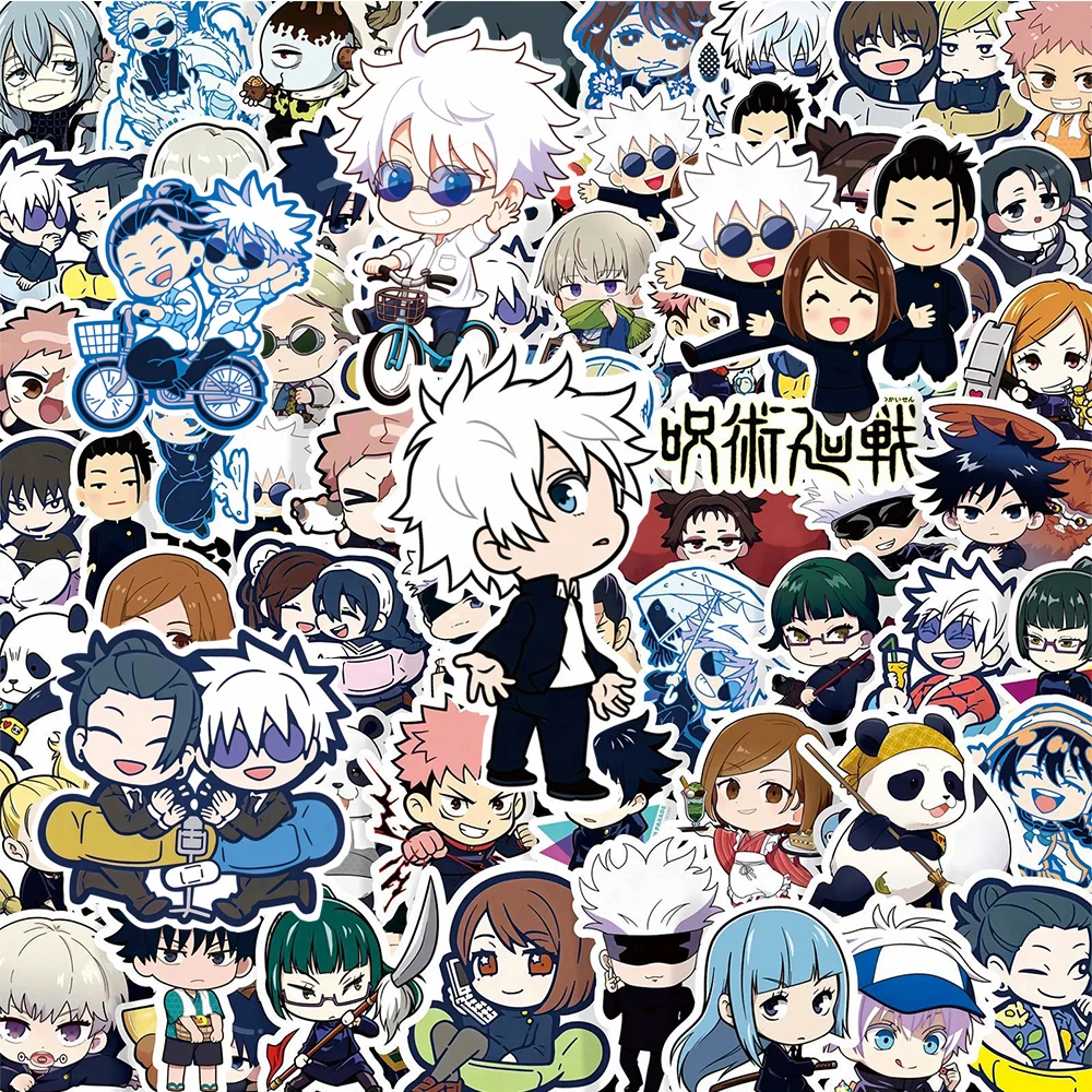 10/50/100 Stück Kawaii Jujutsu Kaisen Gojo Satoru Aufkleber Niedliche Anime-Sticker DIY Laptop Handy Coole Graffiti-Aufkleber Spielzeug Geschenke