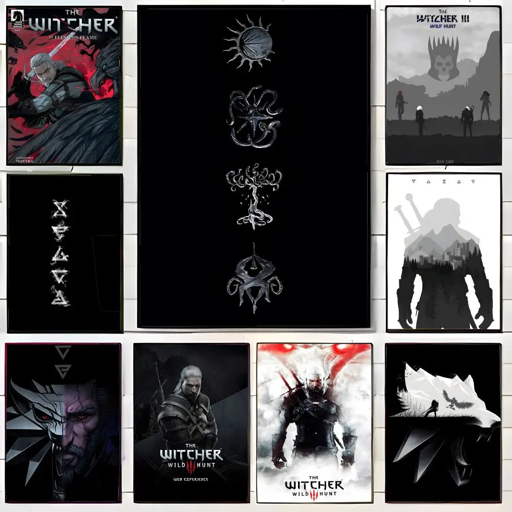 The W-Witcher 3 Wild Hunt Game Poster Wall Art Print Poster Decorative Mural Home Decor Gift Unframed