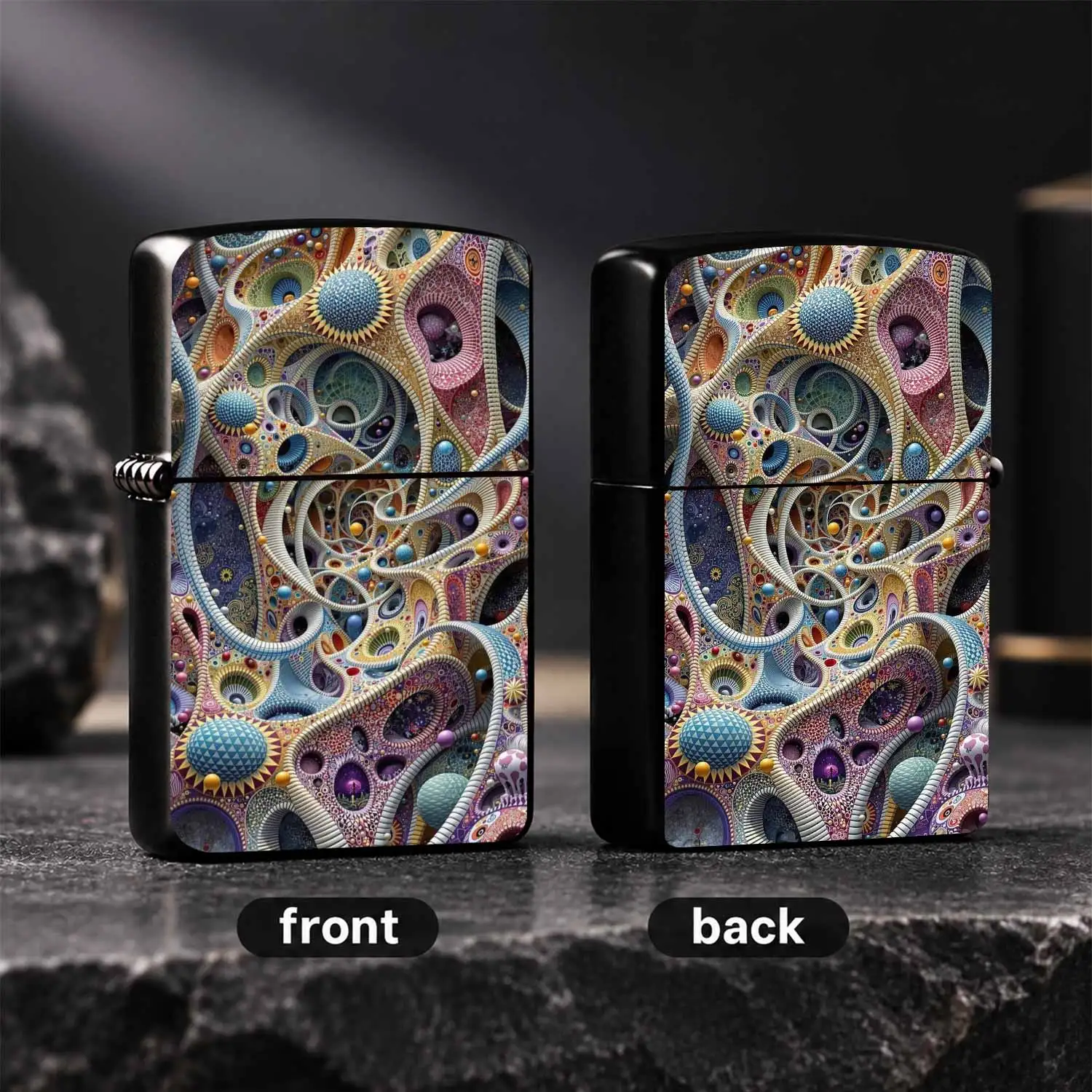 Psychedelic Abstract Pattern Lighter, Vibrant Whimsical Art Print Portable Igniter, Stylish Daily Carry Accessory for Camping Gathering Travel, Unique Decorative Practical Gift for All Scene Use  A Humorous And Interesting Lighter
