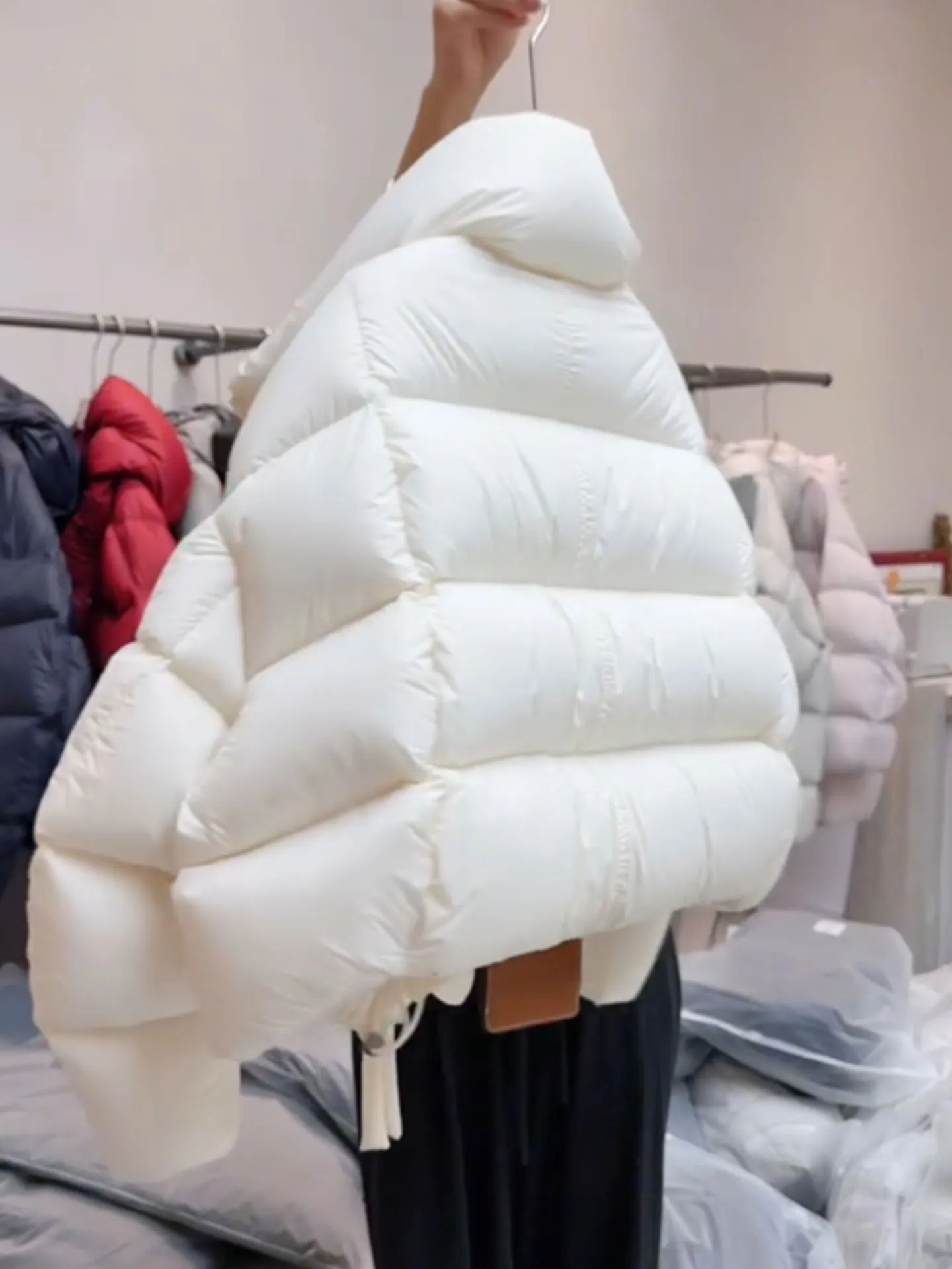 Coréen Sle ort Puffer Jaet femmes blanc moelleux vers le bas manteau hiver Faion taille haute Thi vêtements d'extérieur Ele sensation