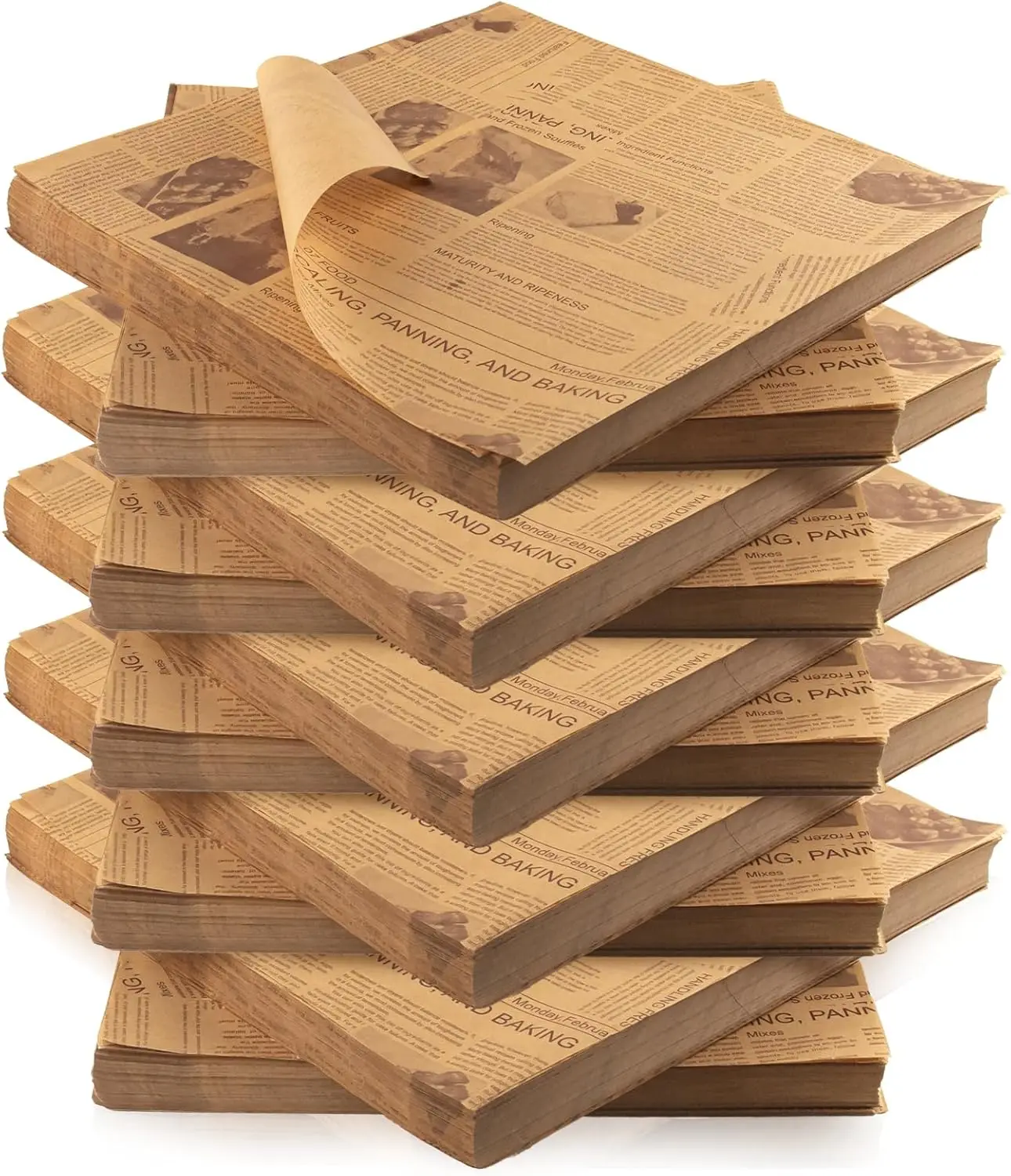 

500 шт. листов вощеной бумаги для деликатесов 12x12 дюймов, жиростойкие вкладыши для подносов и корзин, бумага для газетных принтов, водонепроницаемая и жиростойкая