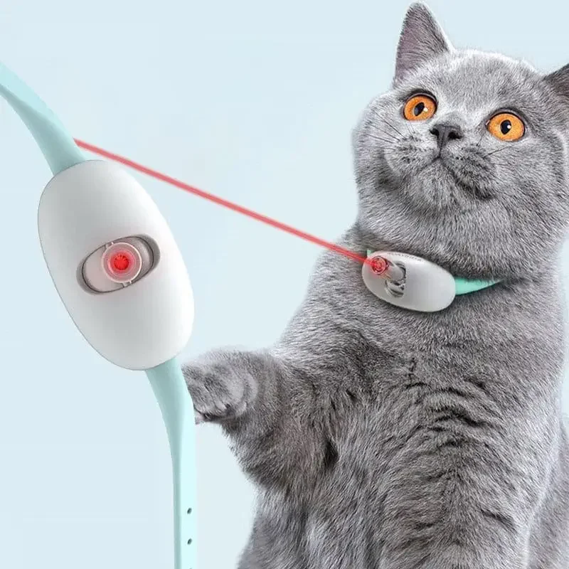 Laser inteligente para gatos, coleira elétrica, brinquedos ajustáveis para gatos, treinamento de exercício interativo, máquina de corte de cabelo recarregável por USB T