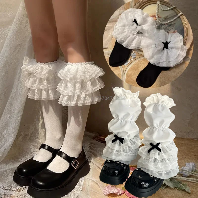 

Cute Lolita Multi Lace Ruffle Socks Soft Cotton Knee Sock Lolita Japanese Harajuku Softs Cotton Sweet Cosplay Daily Wear