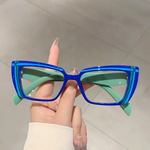 패션 트렌드 금속 고양이 눈 속이 빈 프레임 여성용 하프 프레임 안티 블루 라이트 안경 Best5 9 KAMMPT 빈티지 고양이 눈 안경 여성 2024 새로운 패션 여러 가지 빛깔의 림 안경 유행 세련된 디자인 비 처방 안경