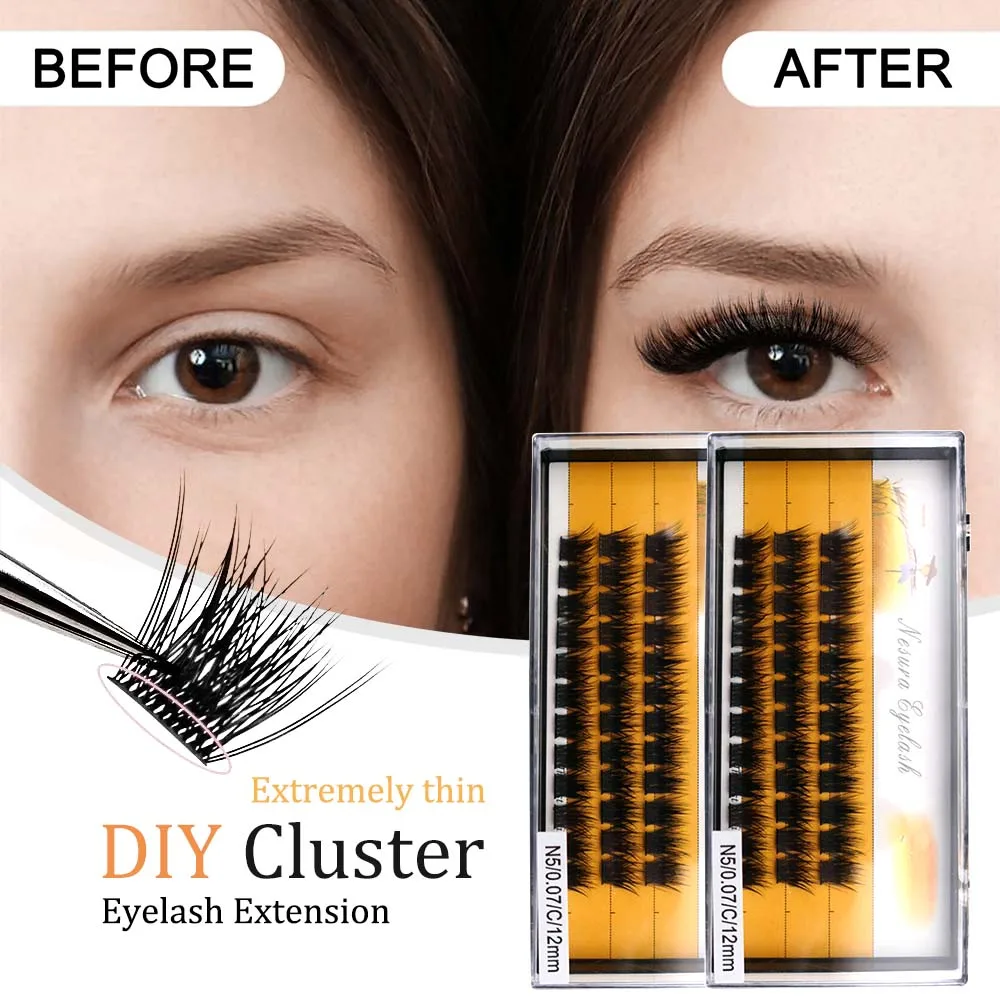 N vison cils 1 boîte/30 paquets extension de cils naturels 3D russie individuel cils grappe outils de maquillage cils cils ﻿