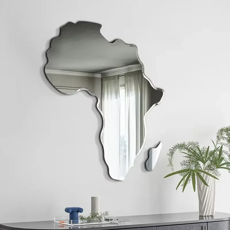 Home Decoration Irregular Dressing E Decorative Hallway Creative Wall Mounted African Map Led Mirror
