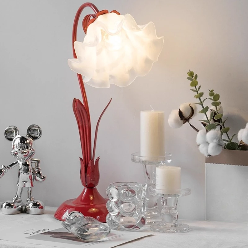 

Table lamp, wedding room bedside , flower everbright lamp, bride wedding dowry , wedding gift, red happy lamp