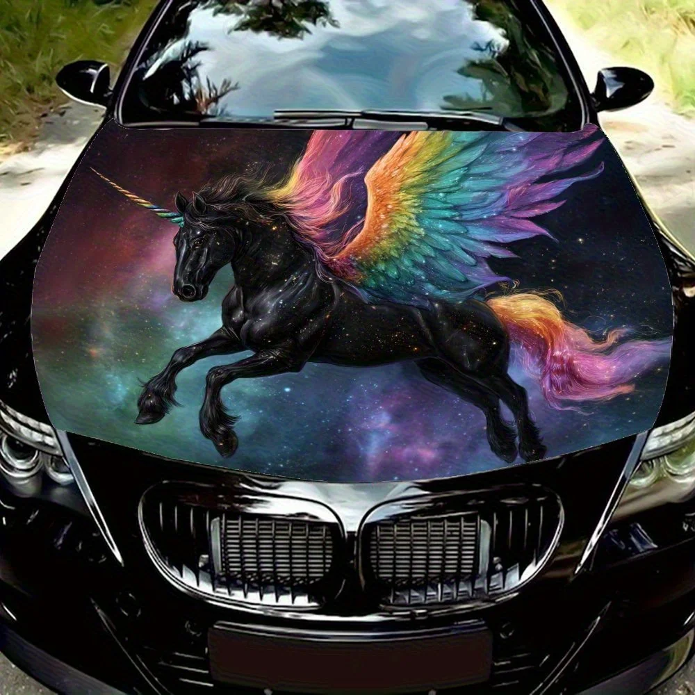 

Starry Sky&Rainbow Wings Unicorn Vinyl Sticker - Waterproof Self-Adhesive Car Hood Protector, Durable Weather-Resistant Decorati