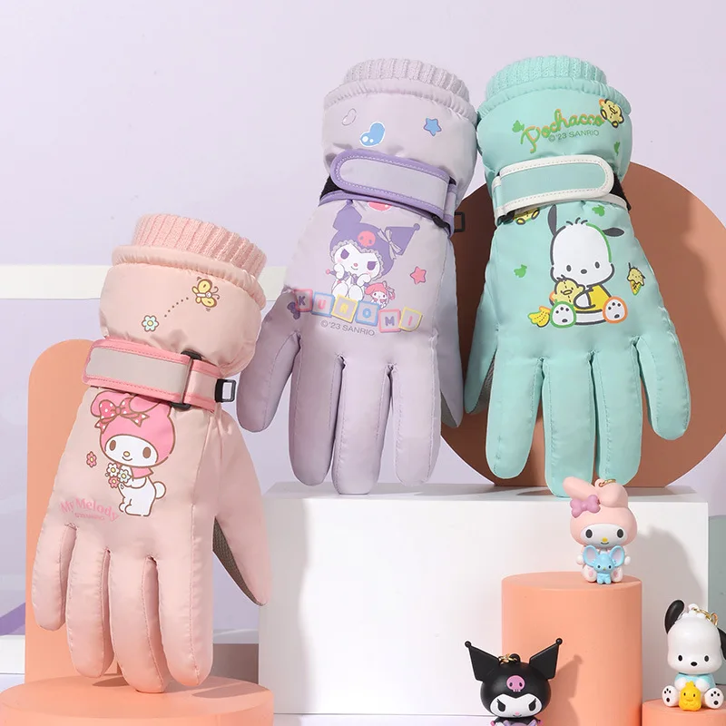 Sanrio Kuromi Winddichte Kinderhandschuhe Anime Kuromi My Melody Outdoor Winddichte, verdickte warme
