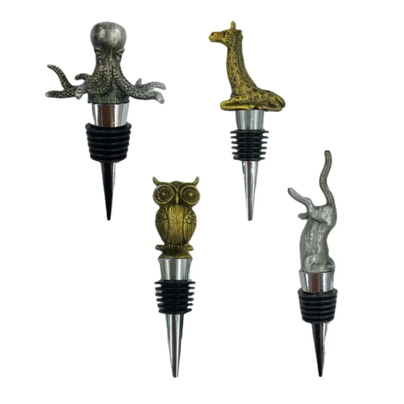 Creative Zinc Alloy Giraffe Flamingo Octopus Mermaid Owl Modeling Cork Art Decoration Bottle Cap Gift Crafts Wine Stopper