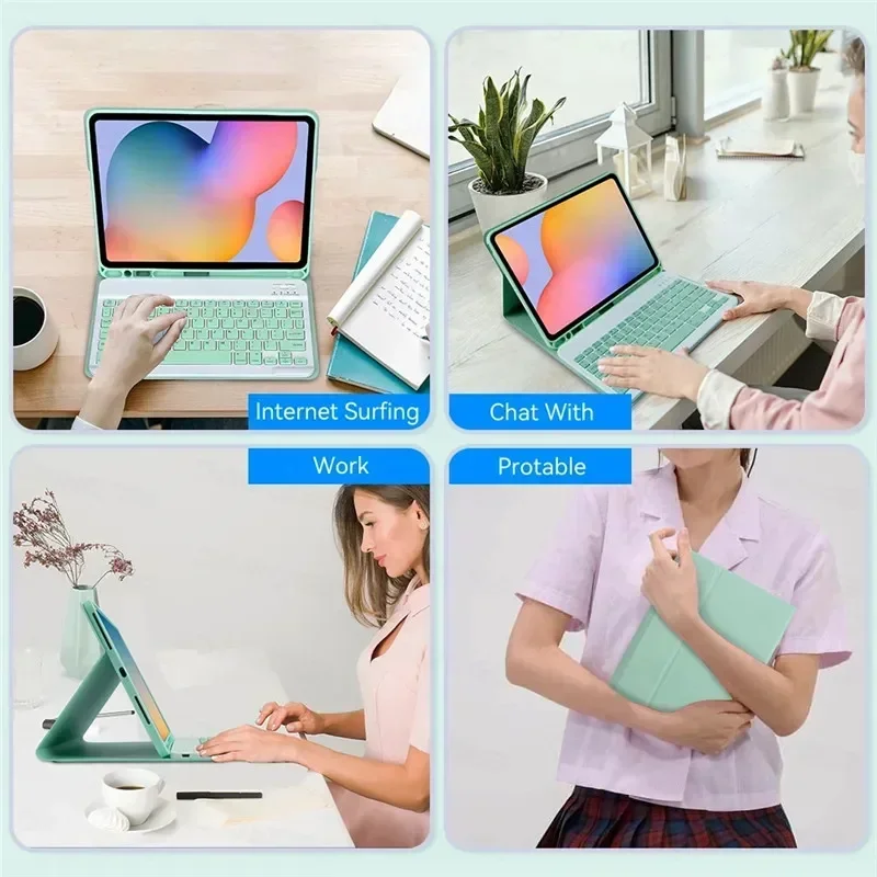 Colorful Candy Bluetooth Keyboard Case Mouse Magnetic Leather Stand Cover For iPad 7 8 9 10th Pro 11 Air 4 5th Mini 7 6 10.2inch