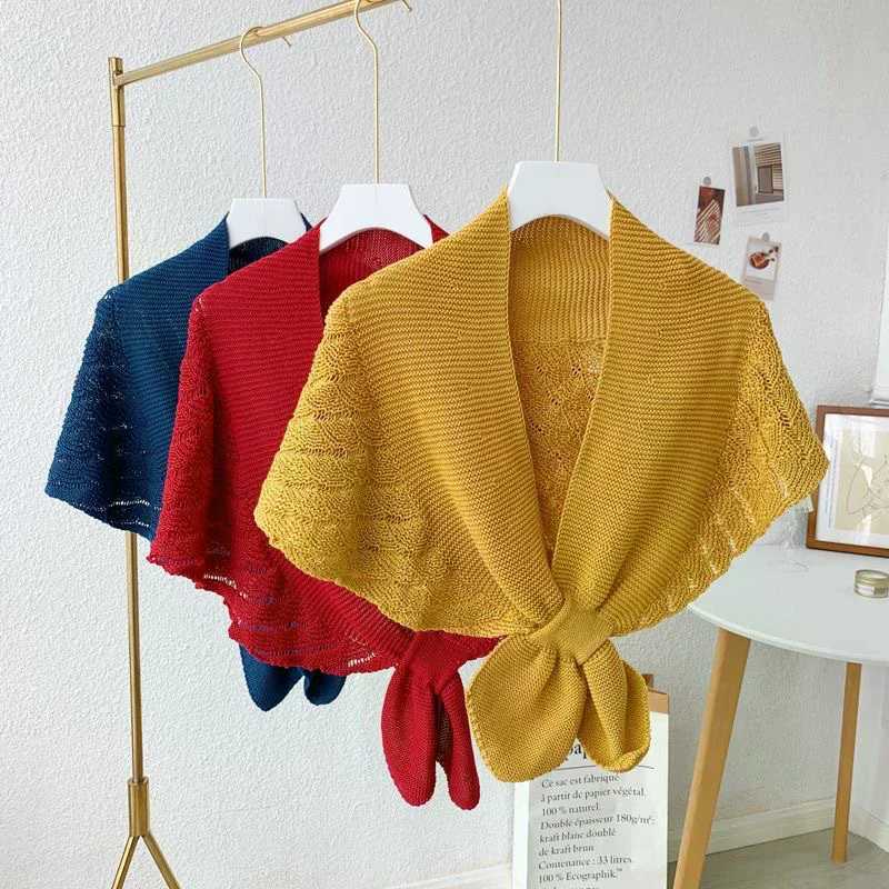 Women Knitted Warm Shawl Plain Neck Guard Scarves Solid Color Blouse Shoulders Fake Collars Summer Air-conditioning Outer Tower