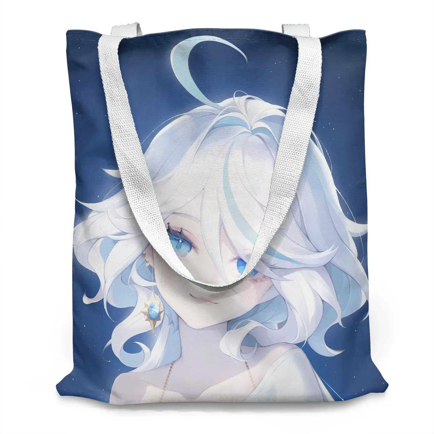 Genshin Funina Water God Canvas Honkai Impact Game Merchandise Academy Style Anime Large Capacity Outdoor Tote Bag Ani