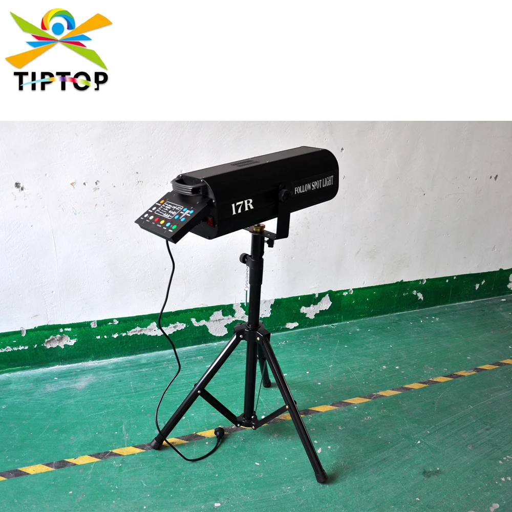 

TIPTOP STAGE LIGHT 350W 17R Follow Spot Light with Tripod Road Case Packing RGBWA Color Wheel Zoom Focus Function Wedding Party