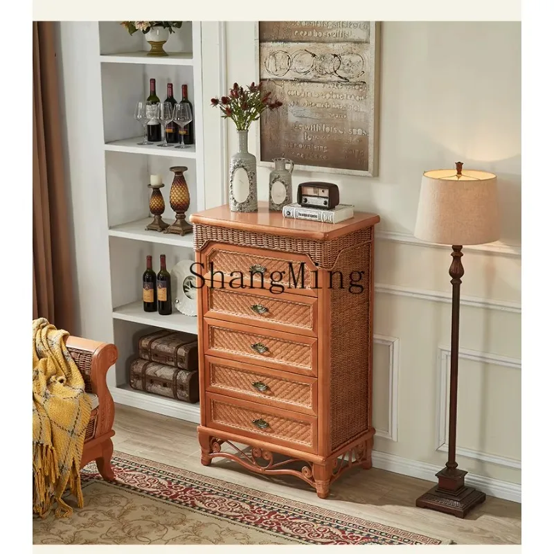 

CL living room locker five buckets rattan solid wood dining side drawer B & B storage cabinet