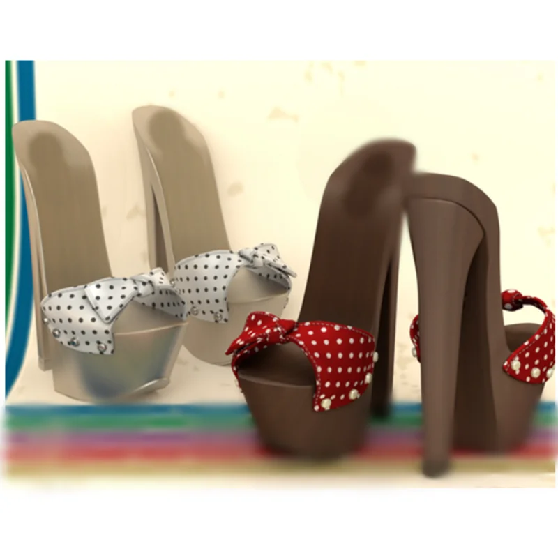 

Dot Pattern Slip On Hollow Platform Sandals Thin High Heel Sexy Fashion Cool Summer Casual Big Size Woman Shoes Zapatillas Mujer