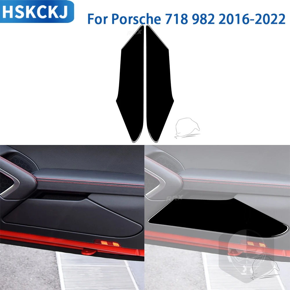 

For Porsche Boxster Cayman 718 982 2016-2022 Accessories Car Interior Pocket Covers Panel Trim Sticker Gloss Black Plastic