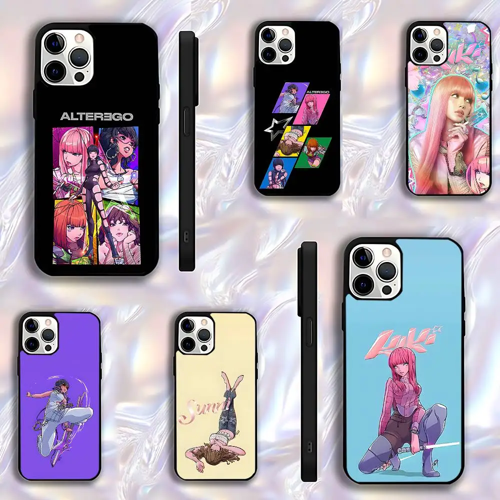 حافظة هاتف A-Alter Ego L-Lisa-A لهاتف iPhone 17,16,15,14,13,12,11,Pro,Max,Plus,E,Air,غطاء أسود واقٍ صغير