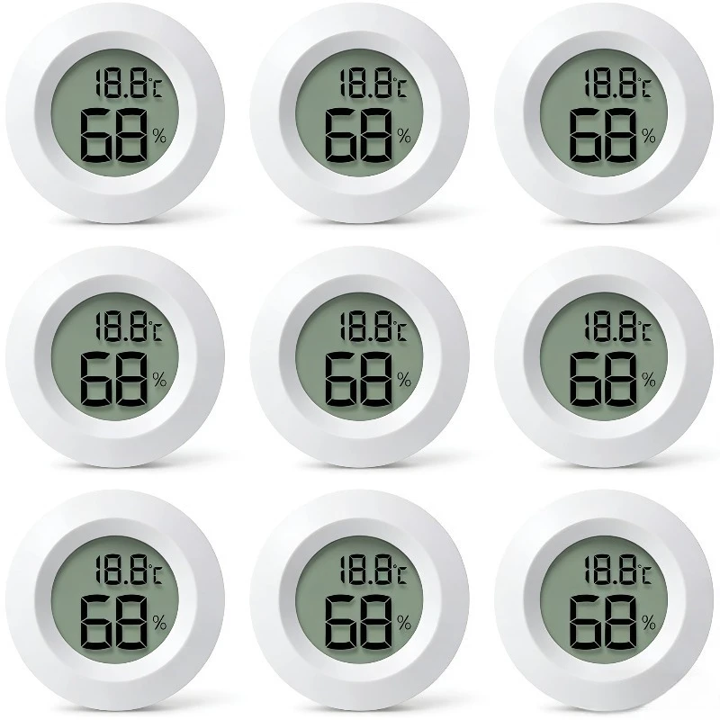 NEUES Mini-Hygrometer-Thermometer mit Fahrenheit- oder Celsius-Anzeige, Digitaler LCD-Monitor für Innenräume, Runder Feuchtigkeits- und Temperaturmesser