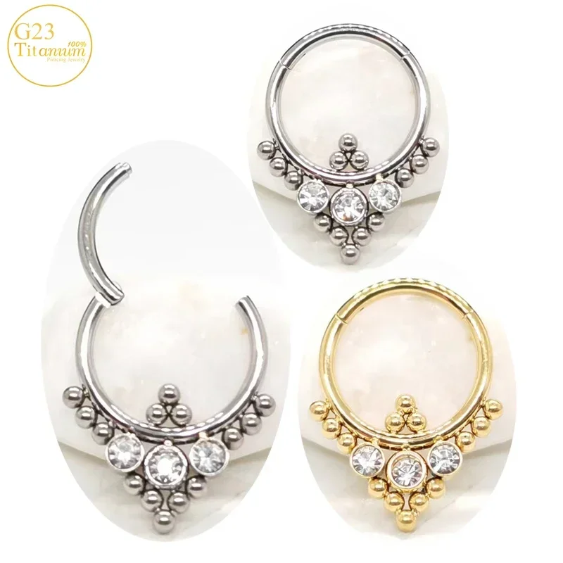 

F136 Zircon Earrings G23 Titanium Septum Piercing Nose Rings Clicker Rings Ear Cartilage Tragus Helix Piercing Body Jewelry 16G