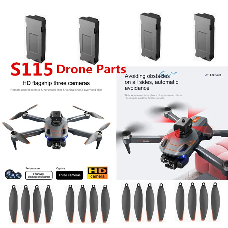 

S115 Brushless Obstacle Avoidance Remote Control RC Drone Quadcopter Spare Parts Accessories 3.7V 2000Mah Battery/Propeller/USB