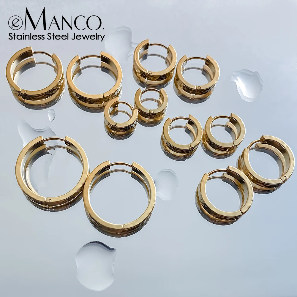 EMANCO  Punk Women and Men Style Stainless Steel Circle Hoop Earrings Simple Fashion Jewelry Hot Selling 48 Hour Shipping