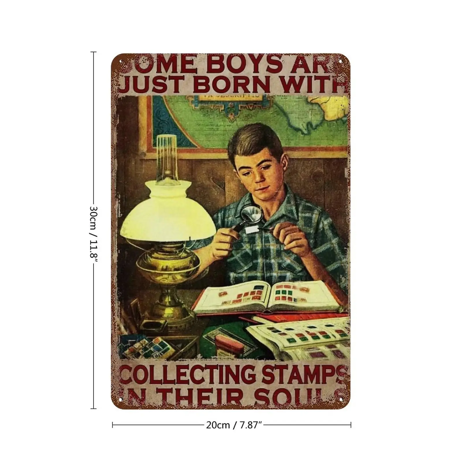 Vintage Tin Sign Work Some Boys Are Just Born With Collecting Stamp In Their Souls Sign Wall Art Decor Home Decor/Lover Gifts/Wa