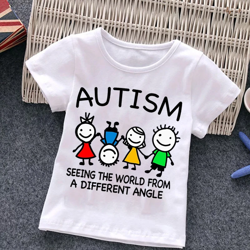 autism Kids Boy T-shirt Girls cartoon puzzle Tops Cute Baby Cotton Summer Clothes Toddler Dinosaur T Shirts Children Costume