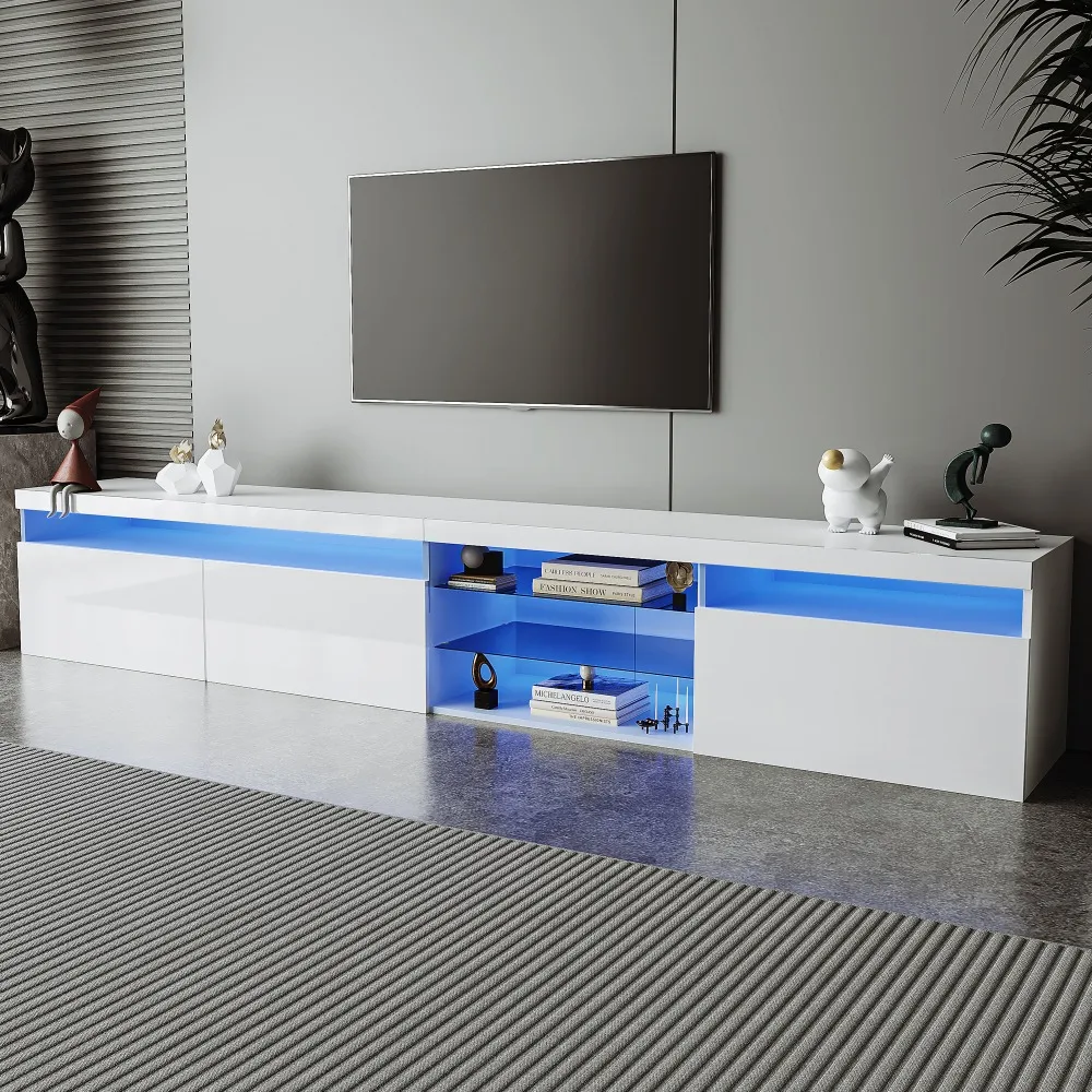 

TV Stand with 2 Glass Shelves, Media Console for TVs Up to 105", TV Cabinet with LED Color Changing Lights for Living Room