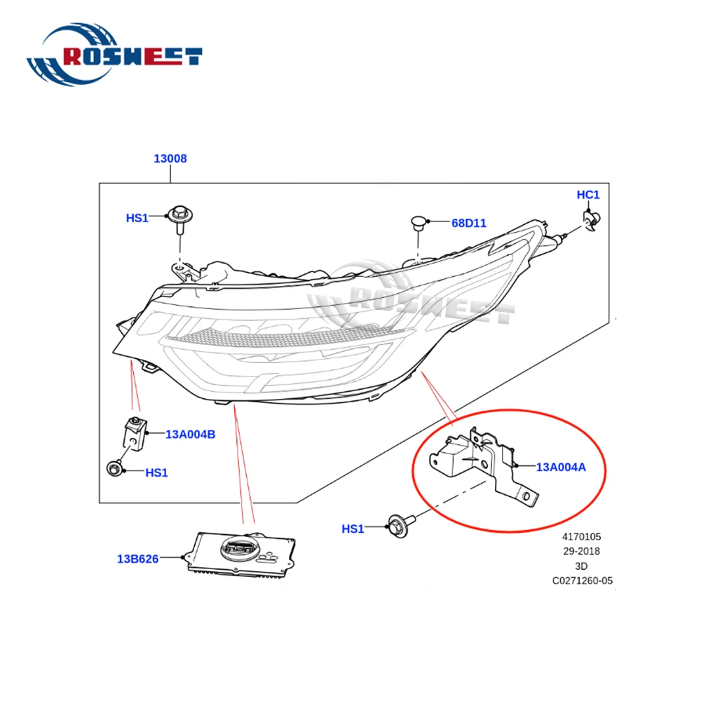 Car Headlight Mounting Support Bracket Plate For Land Rover Discovery 5 2017 2018 2019 2020-2024 LR5 Auto Accessories LR086096