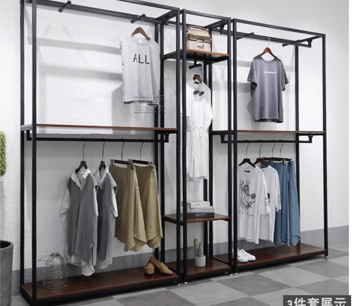 

Clothing store display rack floor hanger men's and women's clothing store decoration combination simple modern high-end shelves