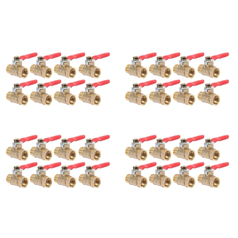 

Promotion! 32PCS 1/4 Inch Heavy Duty Brass Ball Valve Shut Off Switch Male And Female NPT Thread Pipe Fitting