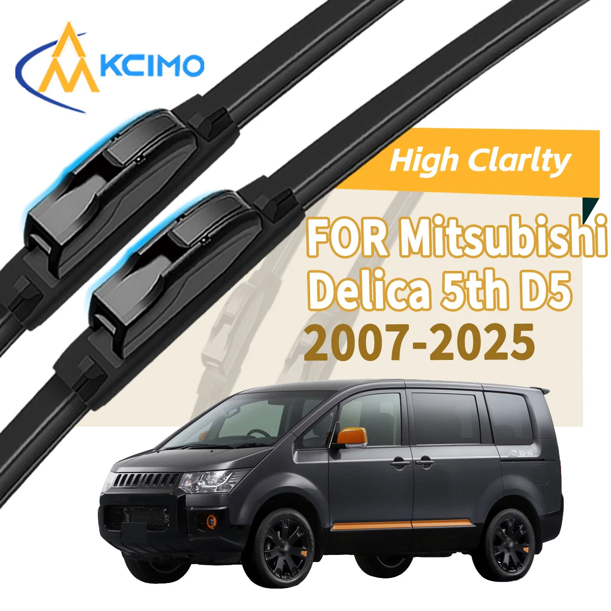 

Premium Silent Black Front Windscreen Wiper Blades for Mitsubishi Delica 5th D5 2007-2025 Windshield Rain Brush Replacement Part