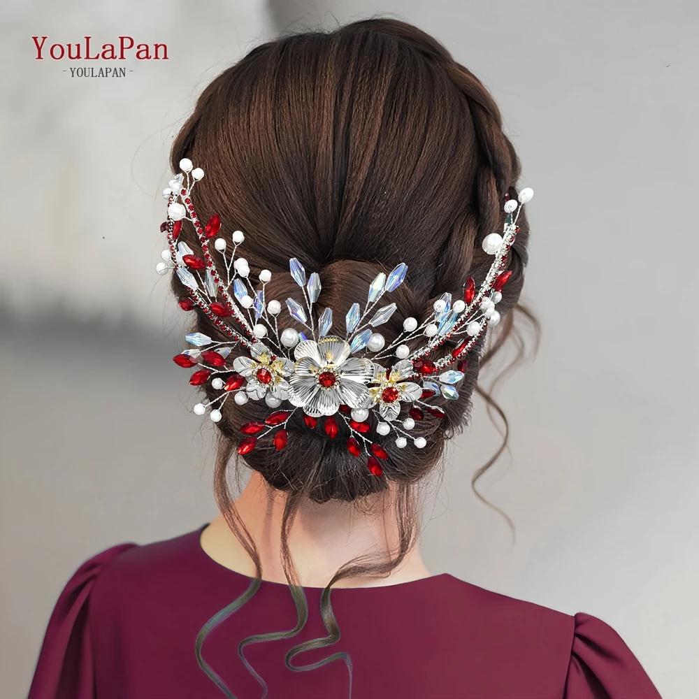 YouLaPan Europe and America Fashion  Alloy Flower Headband Wedding Bridal Hair Jewelry Elegant Pearls Crystal Headpiece HP934