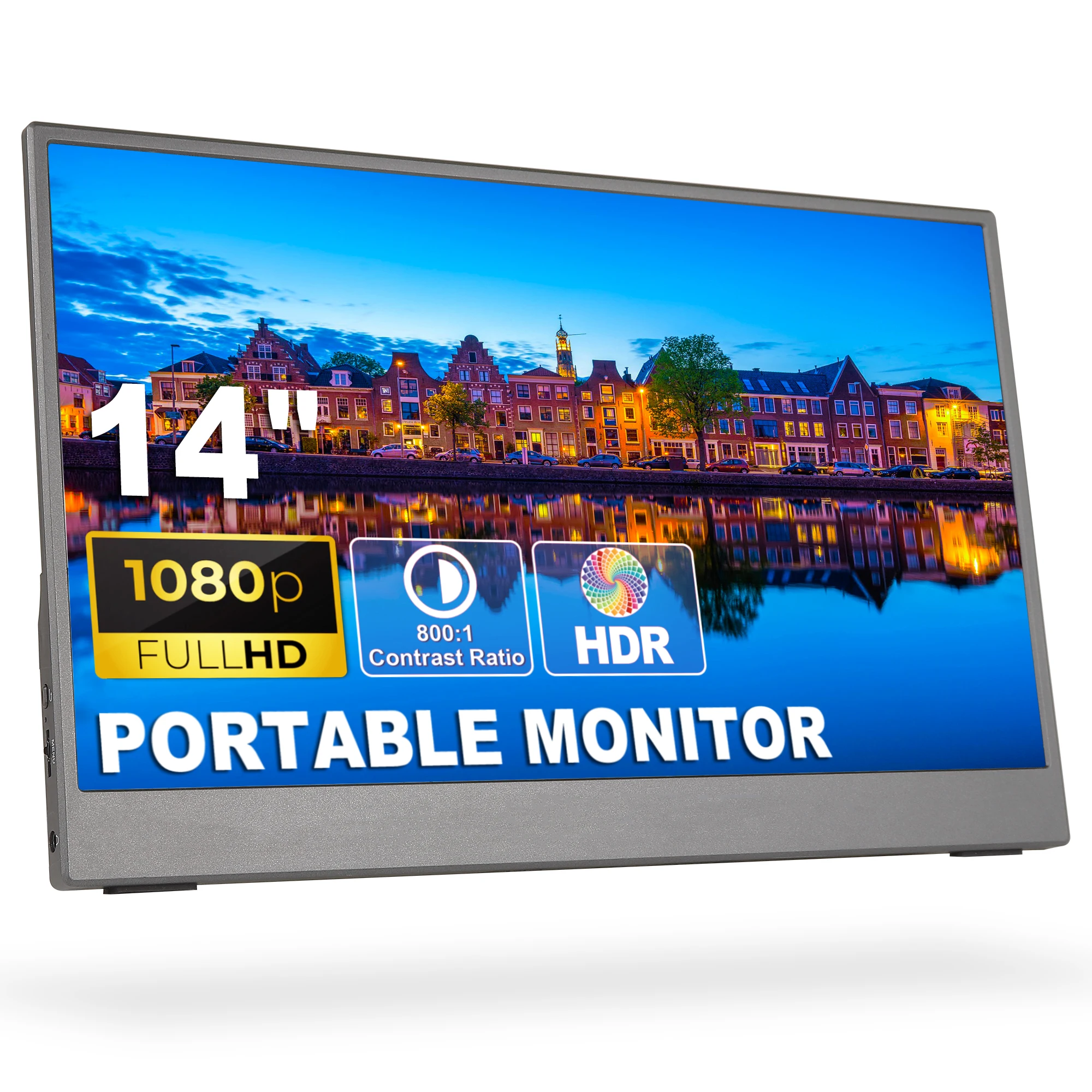 

Портативный монитор SIBOLAN, 14-дюймовый FHD1080P, ультратонкий монитор для ноутбука, внешний монитор USB-C, двойной удлинитель дисплея для ноутбука