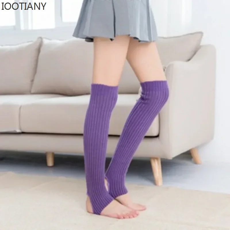 IOOTIANY Korean Lolita Winter Non-slip Dance Socks Women Knit Boot Socks Over Knee Yoga Leg Warmers Foot Warm Leg Cover