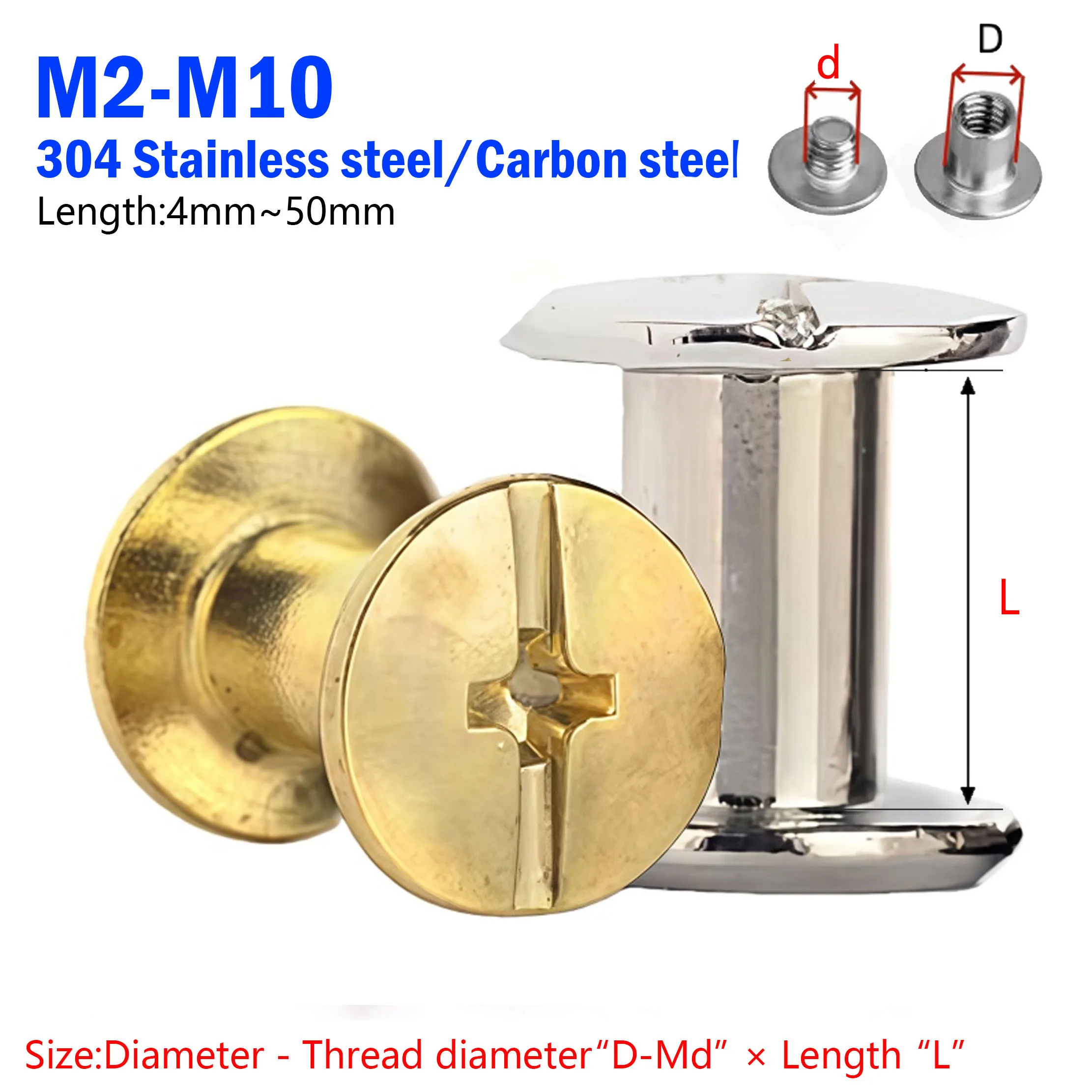 

Набор винтов-заклепок (чикагских винтов) из нержавеющей стали 304 для кожаных сумок, ремней, фотоальбомов, книг, для переплета и скрепления, размеры M3, M4, M5, M6