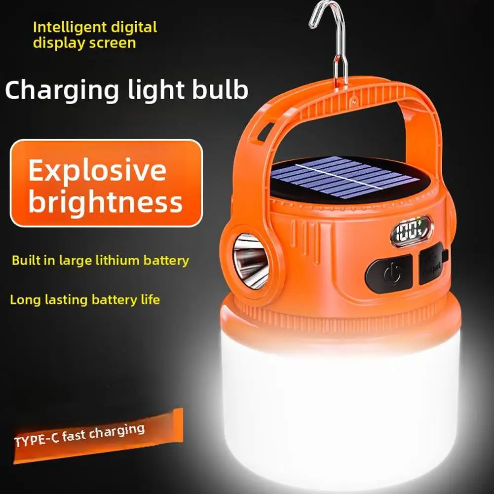 Rechargeable LED Camping Lantern Portable LED Camping Flashlight Solar Rechargeable Waterproof Outdoor Supplies Lightweight Tent