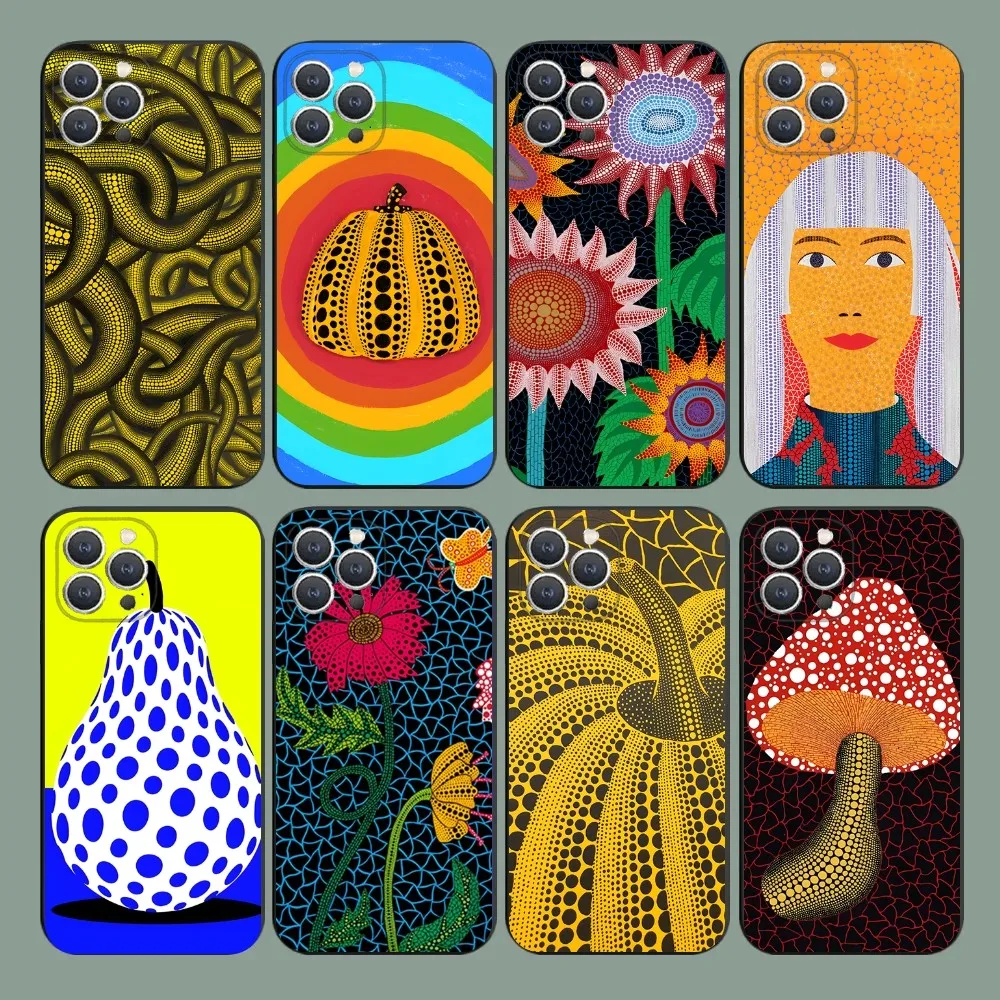 

Art YAYOI KUSAMA Phone Case For iPhone 15,14,13,12,11,Plus,Pro Max,XS,X,XR,SE,Mini,8,7 Soft Silicone Black Cover
