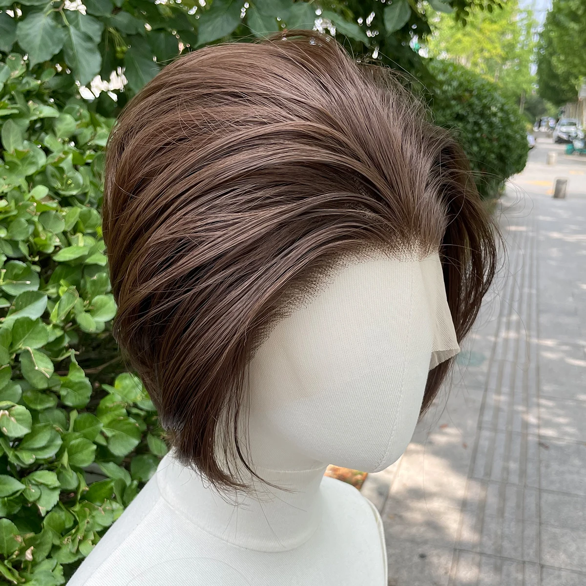 # 8 perucas de corte bob curto marrom claro para mulheres 13x4 perucas dianteiras de renda sintética para homens mulheres 150% densidade sem cola perucas de boné médio