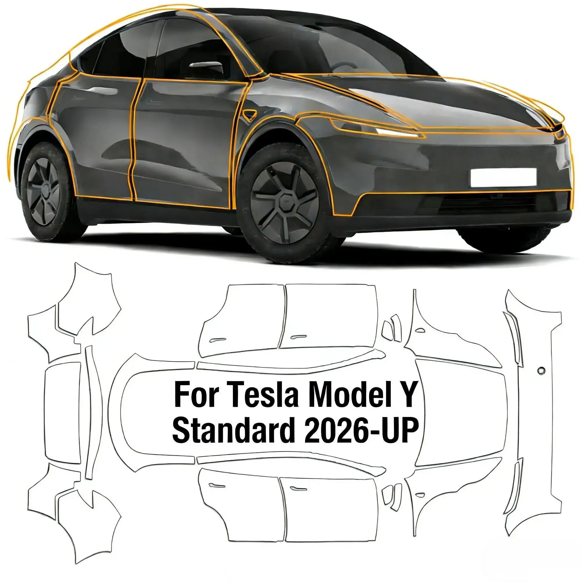 

8.5Mil Pre-cut PPF Kit For Tesla Model Y Standard 2026-UP TPU Clear Paint Protection Film Scratch-Resistant Exterior Accessories