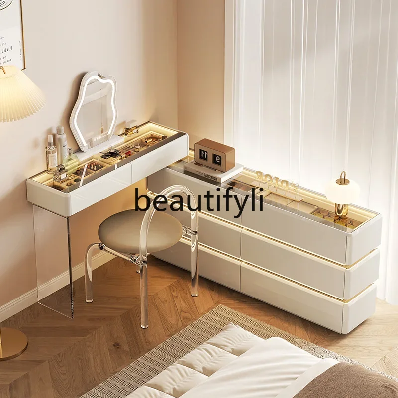 

Cream wind chest dresser integrated bedside cabinet corner bedroom makeup table, small apartment storage cabinet