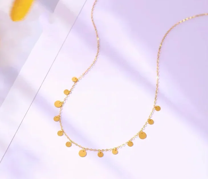 18k real gold sequin necklaces for women 13pcs sequin fine gold chains adjustable necklace